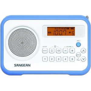 Rádio SANGEAN (Branco/Azul - Digital - 10 - Bateria) - N3208