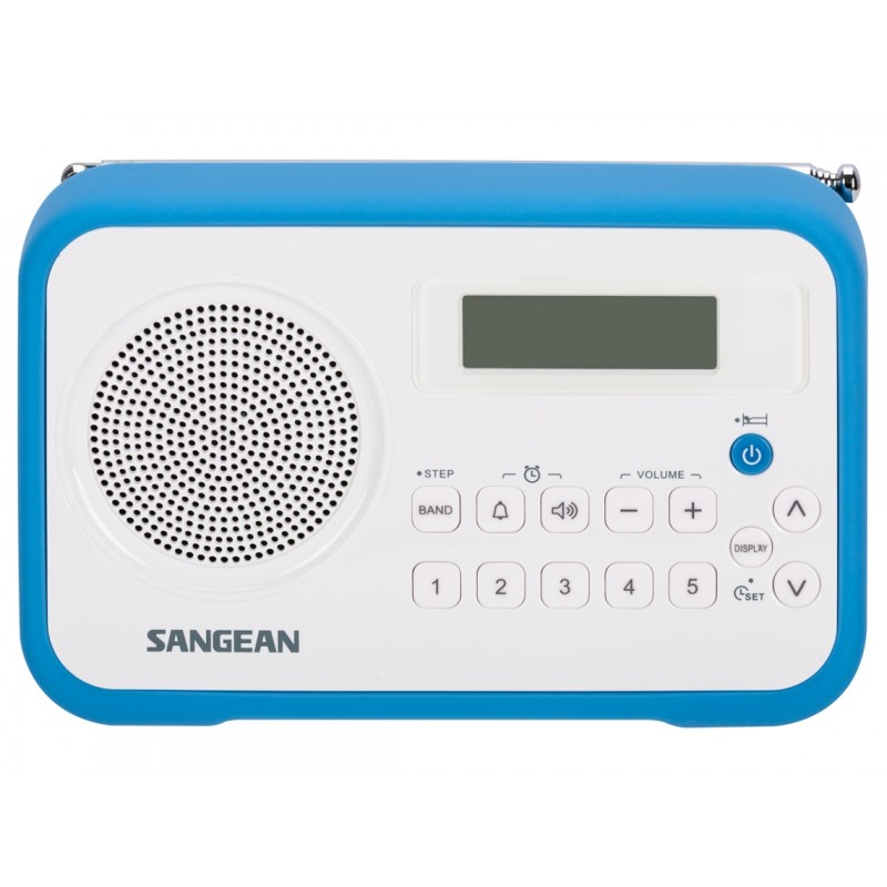 Rádio SANGEAN (Branco/Azul - Digital - 10 - Bateria)