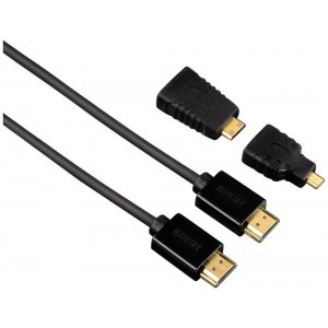 Cabo HDMI 1,5m Plaquó Ouro Com 2 Adaptadores Mini/Micro HAMA - N2308