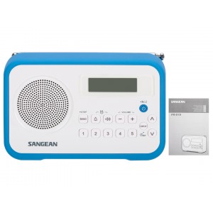 Rádio SANGEAN (Branco/Azul - Digital - 10 - Bateria) - N3207